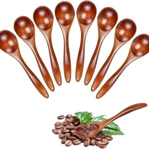 8 stuks 13 x 3 cm natuurlijke houten lepels kleine houten lepels houten theelepels soep houten koffielepel honing warme chocolade keukenaccessoires