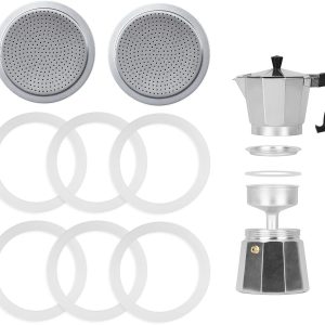 8 stuks Espressokocher afdichtring 6 kopjes, vervangende afdichting siliconen vervangende afdichting voor aluminium espressomachine voor koffiekannen (6 x afdichtring van siliconen + 2 x