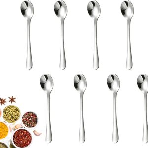 8 stuks espressolepels, kleine lepels, theelepels, espressolepel, mini 7,5 cm, kruidenlepel (zilver)