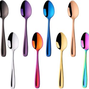 8 stuks kleurrijke lepels - koffie, pindakaas, eiermix, keuken, dessert - roestvrij staal, kleurrijk keukengerei