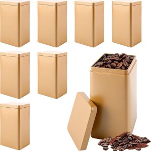 8 stuks theeblikjes voor losse thee, 97 x 78 x 175 mm, koffieblik luchtdicht, theedoos van metaal, theeblikjes set, theecontainer voor koffie, specerijen
