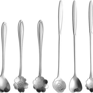 8 x bloemenlepel, roestvrij staal, koffielepel, lepel