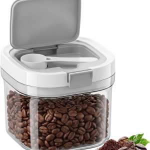 800 ml koffiedoos, koffiebonenhouder met luchtdicht deksel en lepel, kunststof voedselopslagcontainer, koffiebonen, opslag koffiebonen, koffiecontainer voor malen, bonen, thee, granen
