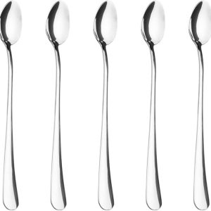 9 Lange Lepels voor Het Mixen Van Thee, Ijs, Koffie, Cocktail, Smoothie en Koude Dranken 20,7 x 2,9 cm Zeer Gepolijst Roestvrij Staal 18/0
