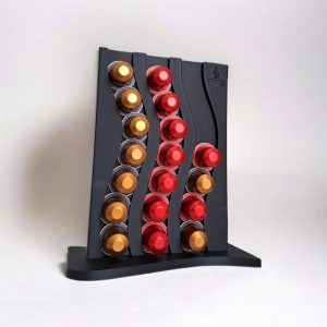 AUREA Capsulehouder - Koffiecapsulehouder Geschikt voor Nespresso Original - Voor 21 Capsules - Geribbeld Design - Zwart