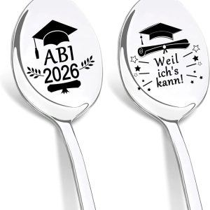 Abitur 2026 Geschenken, koffielepel met gravure ABI 2026 Weil ich's kann! lepel met gravure eindexamencadeau voor examen geslaagd, eindexamencadeau met spreuk voor jongens en meisjes