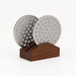 Adore Maison Barista Puck Screen Set 58mm - 2x Herbruikbare Koffiefilters - 1x Houten houder - Roestvrij Staal - Voor Espressomachines & Thuisbarista's
