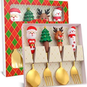 Adventskalender vulling voor kinderen, kerstman, kerstlepel, tafelvorken, koffieroerlepel, theelepels, dessertvorken, met geschenkverpakking