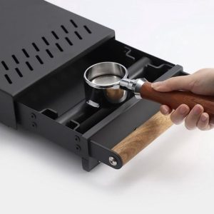 Afklopbak voor koffiedik - Roestvrij staal met houten handvat - Ideaal voor espressomachines