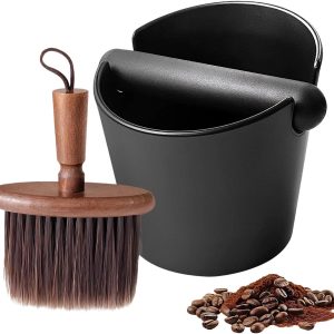 Afklopcontainer Koffie - Koffie Knock Box - Espresso Bereiden - Inclusief Borstel - 12 cm Hoog - Zwart