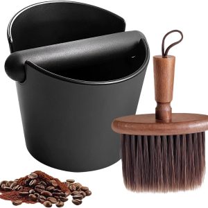 Afklopcontainer Koffiedik - Koffie Klopbox - Espresso Bereiding - Met Reinigingsborstel - 12 cm Hoog - Zwart