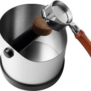 Afklopcontainer voor zeefhouder, 700 ml, van roestvrij staal, koffiedik, afslagcontainer, Knock Box, afslagcontainer voor zeefhouder, espressomachine, accessoires voor eenvoudige verwijdering van