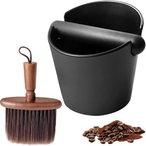 Afklopcontainer voor zeefhouders, koffiezetreservoir met afneembare siliconen klopstang en antislip basis, praktische klopbox voor espressomachines, ideaal accessoire voor keuken en café