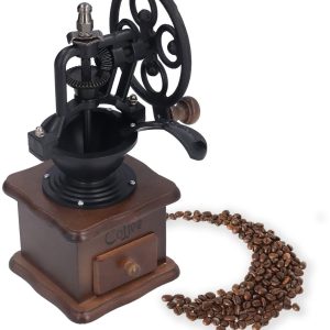 Allecto - Handmatige koffiemolen - Antieke gietijzeren handslinger - Klassieke Franse perskoffiemolen - Rood - Fijnhakken - Perfect voor thuiskanto...