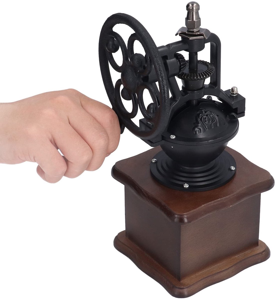 Allecto - Handmatige koffiemolen - Retro koffiemolen - Instelbare fijnheid - Houten koffiemolen - Perfect voor netkoffie - Geschikt voor koffielief...