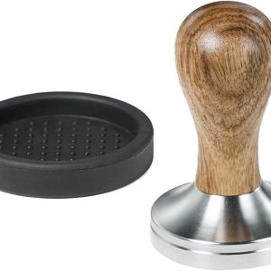 Allecto Plus - Koffiestamper 58 mm van roestvrij staal met houten handvat voor espressomachines en barista's - accessoire voor perfecte koffiebereiding