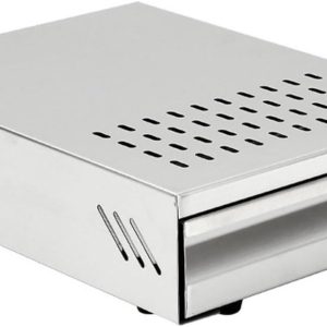 Allecto Plus - Roestvrij stalen afklopcontainer voor koffiedik, met brouwlade en zeefhouder - Klop Box voor koffiezetapparaten - 28 x 18 x 6,3 cm