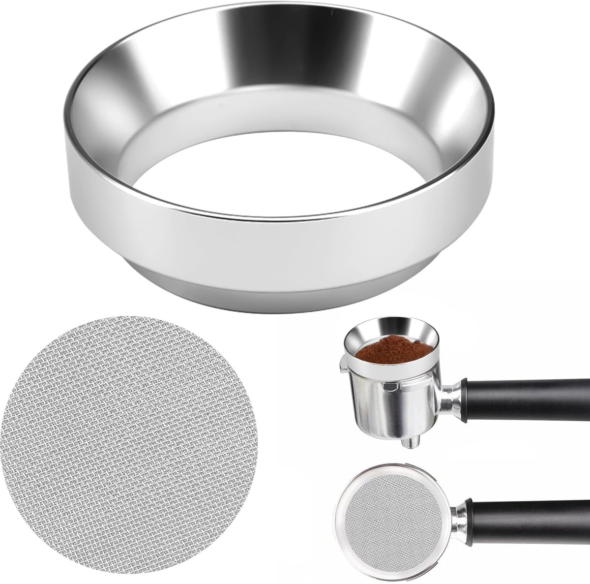 Aluminium Doseertrechter 51Mm Zilver Voor Espressomachines