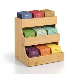 BUDDLEY Thee Organizer 9 vaks - Bamboe - Theedoos - Theehouder - Thee organiser - Display - Rekje - Thee Houder Hout - Theedozen - Theekist - Theezak organiser - Theezakjes box - Houten - Thee doos - 9 vakken - Rek - Kantoor - Tea - Staand - Zwart