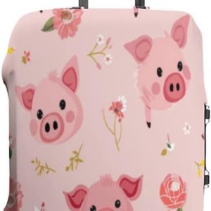 Bagagehoes met varken, elastische kofferhoes, dubbelzijdig, schattig, met varkensprint, voor kinderen en volwassenen, R6, M(22-24in), kofferhoes