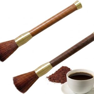 Barista Koffiemolen Borstel - 2 Stuks - Professionele Houten Reinigingskwast - voor Espressomachine & Maalschijven - Zachte Haren met Messing Detail - Luxe Koffie Accessoire