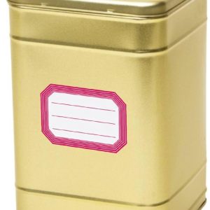 Bellatio Design opbergblik van metaal - bewaarblik - goud - 16 x 25 cm - met etiketten roze van 8.2 x 5.5 cm