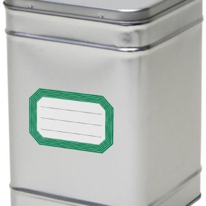 Bellatio Design opbergblik van metaal - bewaarblik - zilver - 14 x 21 cm - met etiketten groen van 8.2 x 5.5 cm