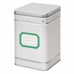 Bellatio Design opbergblik van metaal - bewaarblik - zilver - 16 x 25 cm - met etiketten groen van 8.2 x 5.5 cm