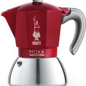 Bialetti Moka Induction Percolator 4 Kops Rood - Espresso Maker - Inductie Geschikt - Aluminium & RVS