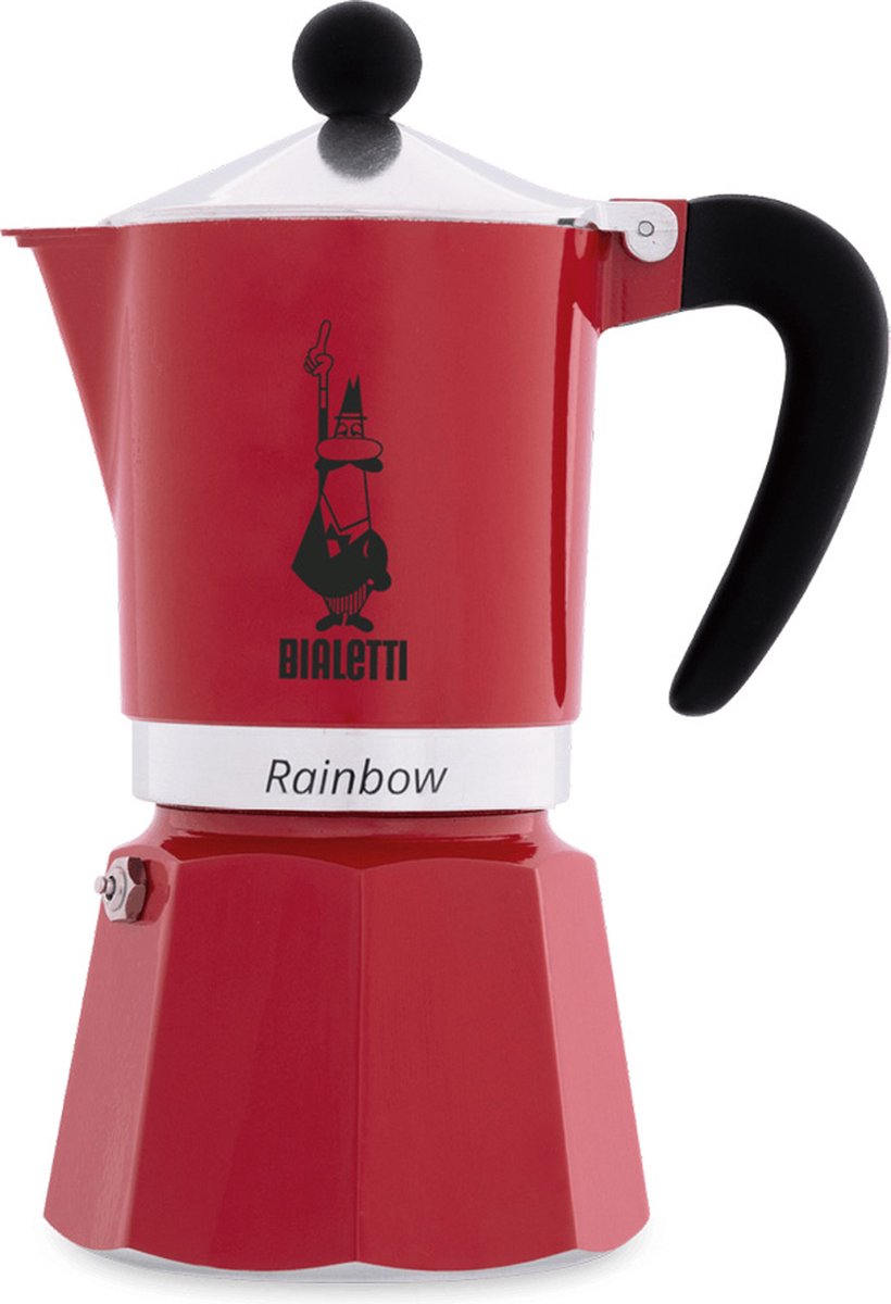 Bialetti Rainbow Rood Percolator - 300 ml - 6 kops - Italiaanse Espresso Maker