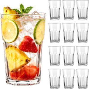 Bierglazen 320 ml, drinkglazenset van loodvrij glas, bierglazen set van 12 en transparante waterglazen voor bier, sap, ijskoffie en dagelijks gebruik