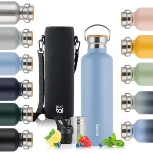 Blumtal Thermos bottle 500 ml - Double-walled Thermos bottle - Drinking bottle - BPA Free - Tea bottle - Thermos - Grey blue