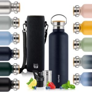 Blumtal thermosfles 500 ml - Dubbelwandige thermosfles - Drinkfles - BPA-vrij - Theefles - Thermosfles - Donker oceaanblauw