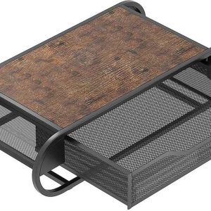 CORE Koffiecapsulehouder met Lade - Koffiepad Organizer - Uitschuifbare Opberglade met Metalen Gaasmand - 55.5x28.5x12.7cm - Zwart