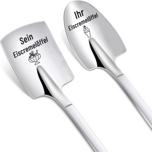 Cadeaus voor koppels Kerstmis, 2 ijslepels met gravure - Zijn en Uw ijslepel, koffielepel met gravure voor Kerstmis, verjaardag, huwelijksdag. Geschenken voor vrouwen, mannen, vriendin