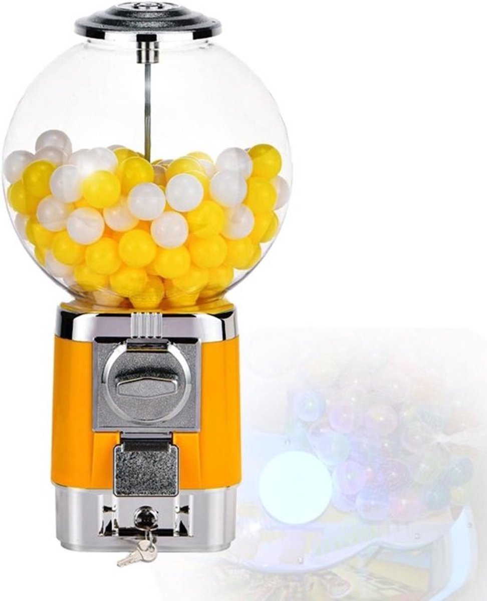 Capsule Dispenser - Verkoopautomaat Speelgoed - Zelfstandig Verkopen - Transparant Ontwerp - 46 cm Hoog - Geel