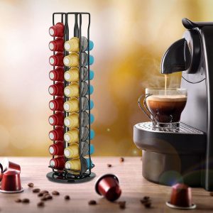 Capsulehouder Nespresso draaibaar - 40 cups compatibel metaal zwart HBD 265x165x95 capsulehouder nespresso