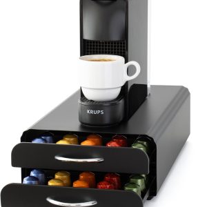 Capsulehouder met Lade - Koffiecups houder - Geschikt voor Nespresso - 100 Cups - RVS - Zwart