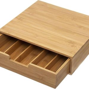Capsulehouder met lade - Koffiecup organizer - Keuken organiseren - Bamboe en MDF structuur