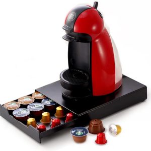 Capsulehouder voor Nespresso Dolce Gusto Tchibo Lavazza - 20 capsules - anti-slip - netlade - zwart - capsuleopslag Coffee Capsule Holder