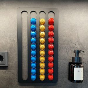 Capsulehouder voor Nespresso, bewaarhouder, capsules, wand, zonder boren, capsuledispenser, organizer, houder (zwart - voor Nespresso Original)