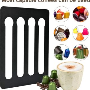 Capsulehouder voor Nespresso capsules, RVS dispenser voor 20 koffie capsules, ideaal voor keukenopslag en wandmontage, zelfklevend en ruimtebesparend