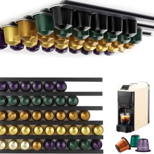 Capsulehouder voor koffiecapsules, geschikt voor Nespresso en Dolce Gusto, houdt tot 40 capsules vast (set van 6 zelfklevende houders)
