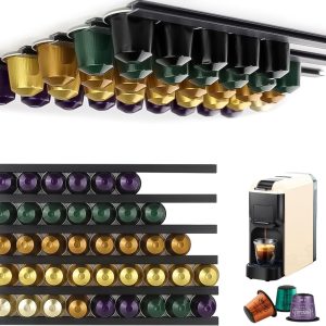 Capsulehouder voor koffiecapsules, geschikt voor verschillende merken, tot 40 capsules, zelfklevend en praktisch (6 stuks)