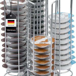 Capsulestandaard Draaibaar - Capsulehouder Dispenser - Koffie Bewaren - Overzichtelijk en Aantrekkelijk - 56 Capsules - Verchroomd