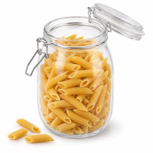 Cheqo® Glazen Voorraadpot 1 Liter met Klemdeksel - Weckpot - Beugelpot - Bewaarpot met Beugelsluiting - Voorraadbokaal - Snoeppot - Voorraadbus - Opbergpot - Pastapot - Koekjespot - Suikerpot - Pot met Deksel - Keukenorganizer