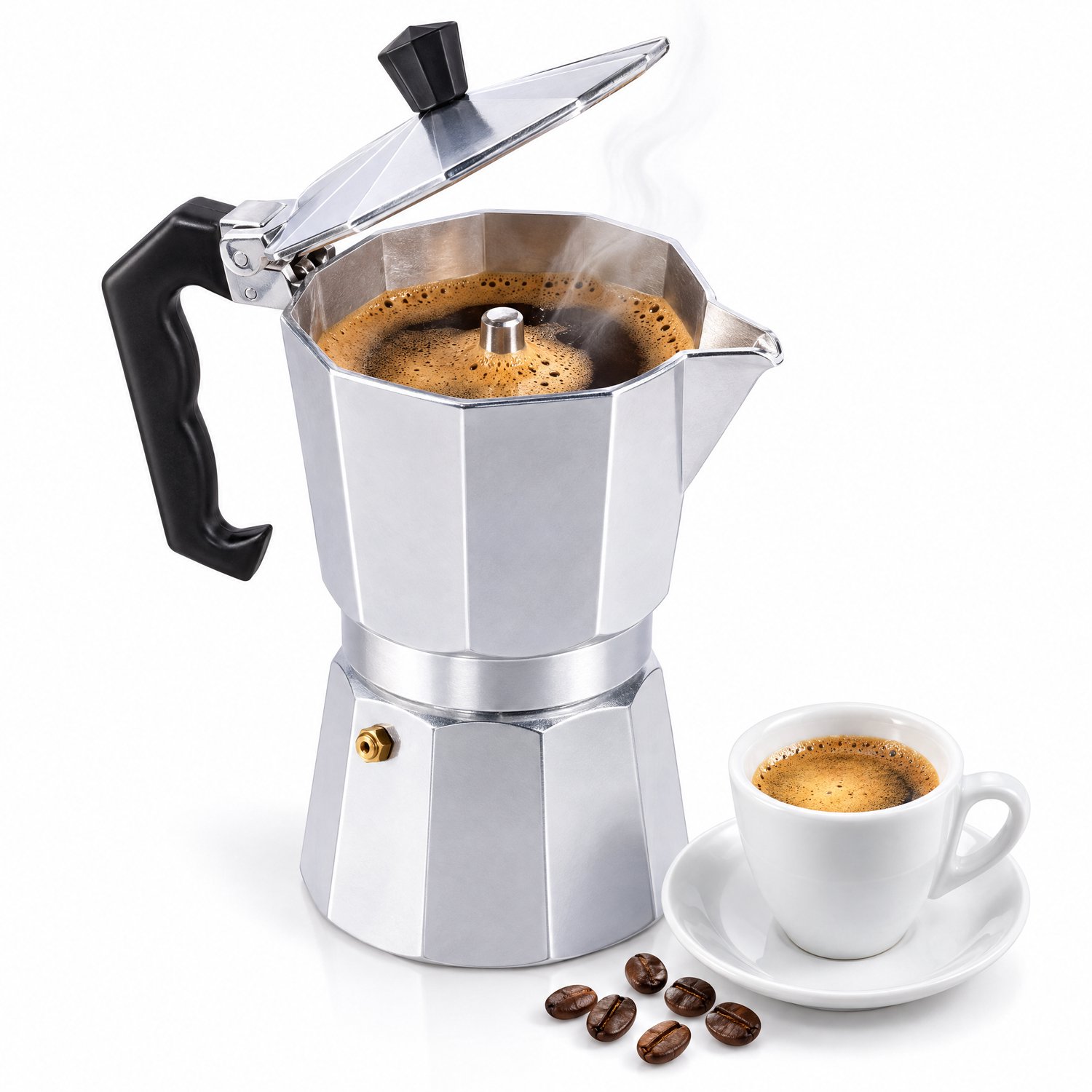 Cheqo® Percolator - Espresso Maker - Moka Pot - Italiaanse Koffiepot - Mokapot - Koffiezetapparaat - Koffiemaker - Perculator - Espressomaker voor op Gas - Stovetop Koffiezetter - Handmatige Koffiepot voor Espresso - Camping en Buiten