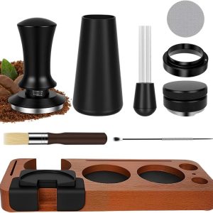 Complete 8-delige espresso-accessoireset voor perfecte koffie | Koffiestamper, WDT-gereedschap, leveler, doseerring, puck screen, reinigingsborstel, roer en meer