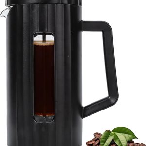 DASIAUTOEM French Press koffiezetapparaat 1 l, espressomachine, kan cold brew en warme dranken, PP roestvrij staal 304 borosilicaatglas, dubbelwandig