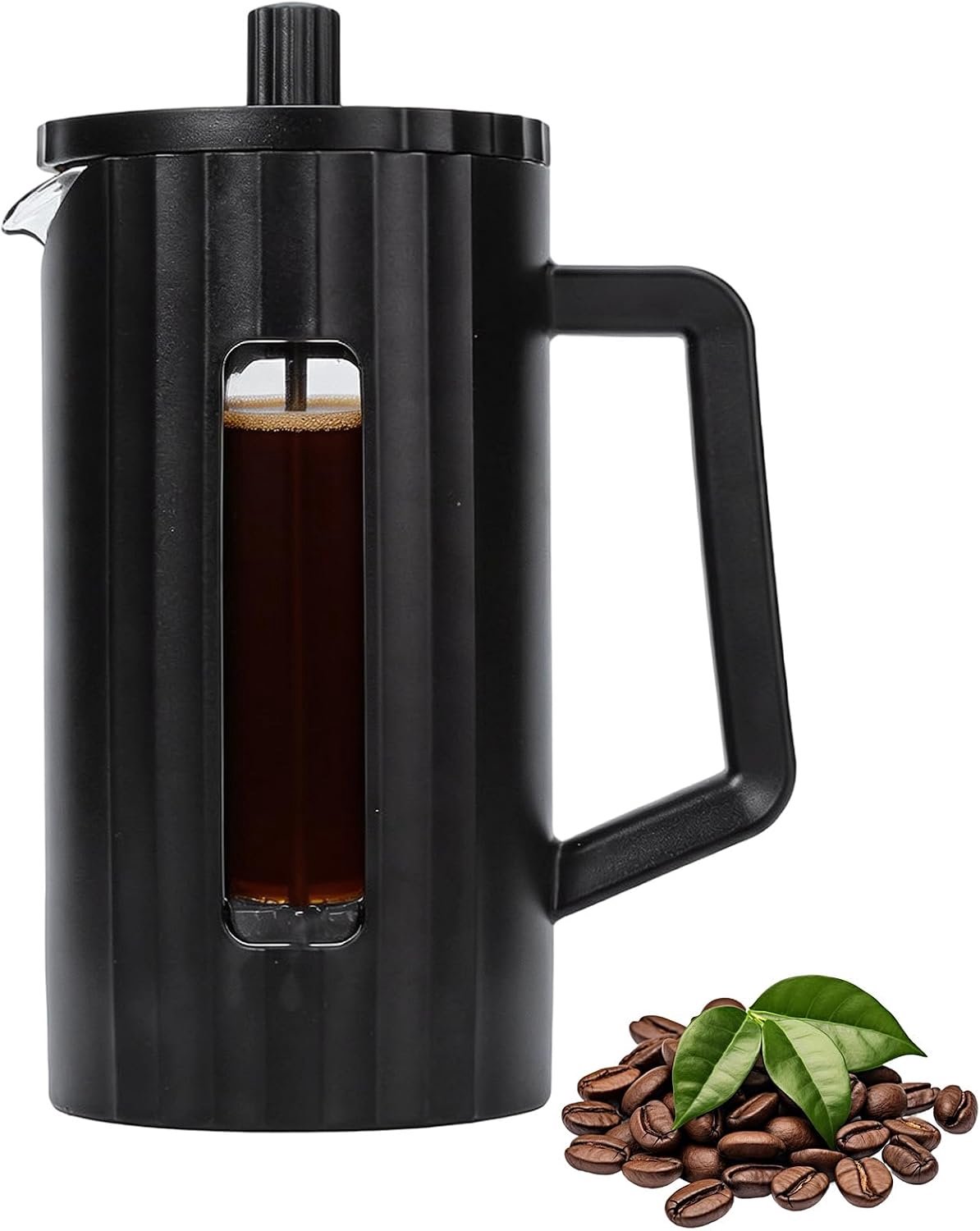 DASIAUTOEM French Press koffiezetapparaat 1 l, espressomachine, kan cold brew en warme dranken, PP roestvrij staal 304 borosilicaatglas, dubbelwandig